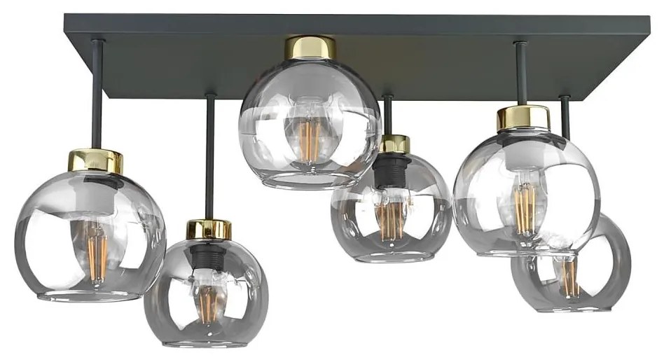 Lustră aplicată NESSA 6xE27/60W/230V negru/auriu/transparent