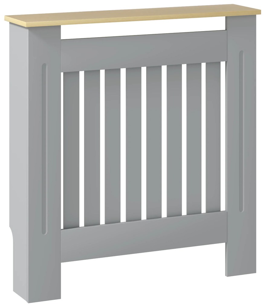 HOMCOM Cubier pentru Radiator din MDF pentru Living Dormitor Hol 78x19x83 cm Gri și Stejar | Aosom Romania
