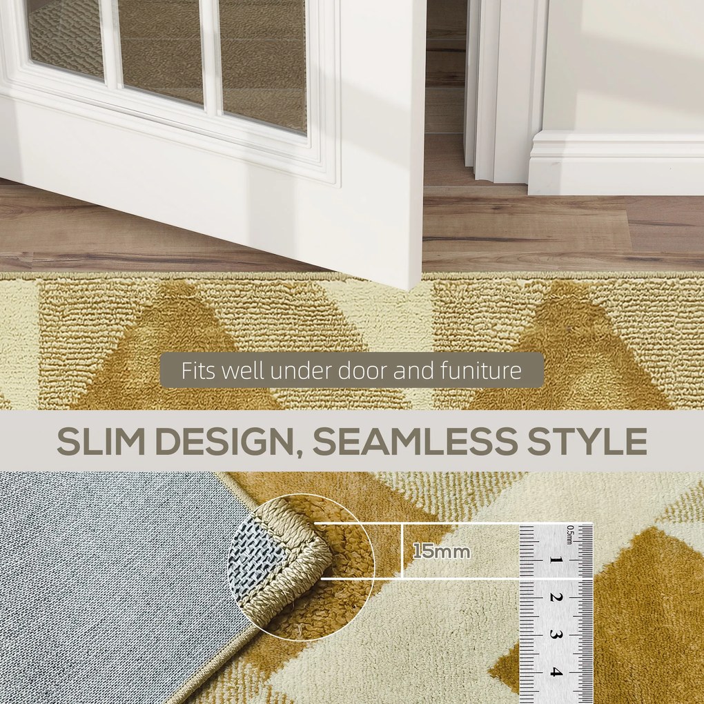 HOMCOM Covor Modern Hipoalergenic și Lavabil cu Efect 3D 230x160cm Galben | Aosom Romania