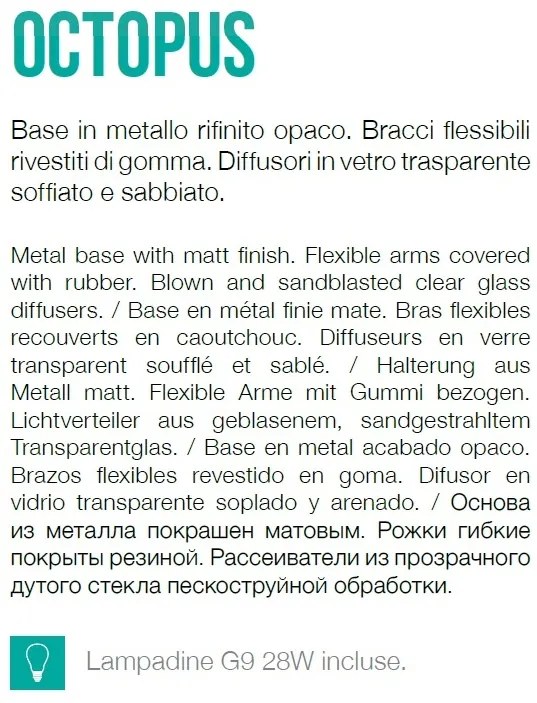 Lustra aplicata design modern cu brate flexibile OCTOPUS PL6 multicolor 174976