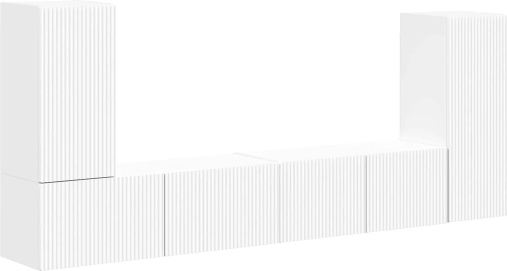 vidaXL Set comodă TV 4 pcs Alb Lemn compozit