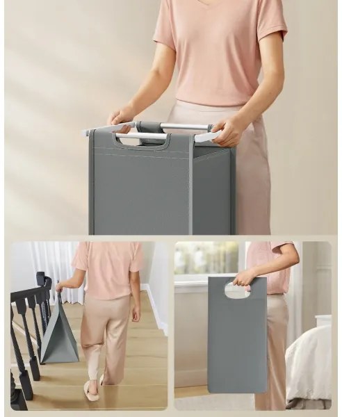 Coș pentru rufe REX alb/gri