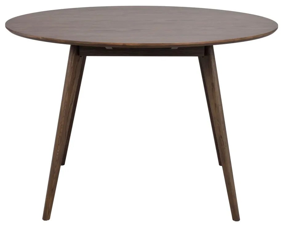 Masă de dining maro închis rotundă cu aspect de lemn de stejar ø 115 cm Yumi – Rowico