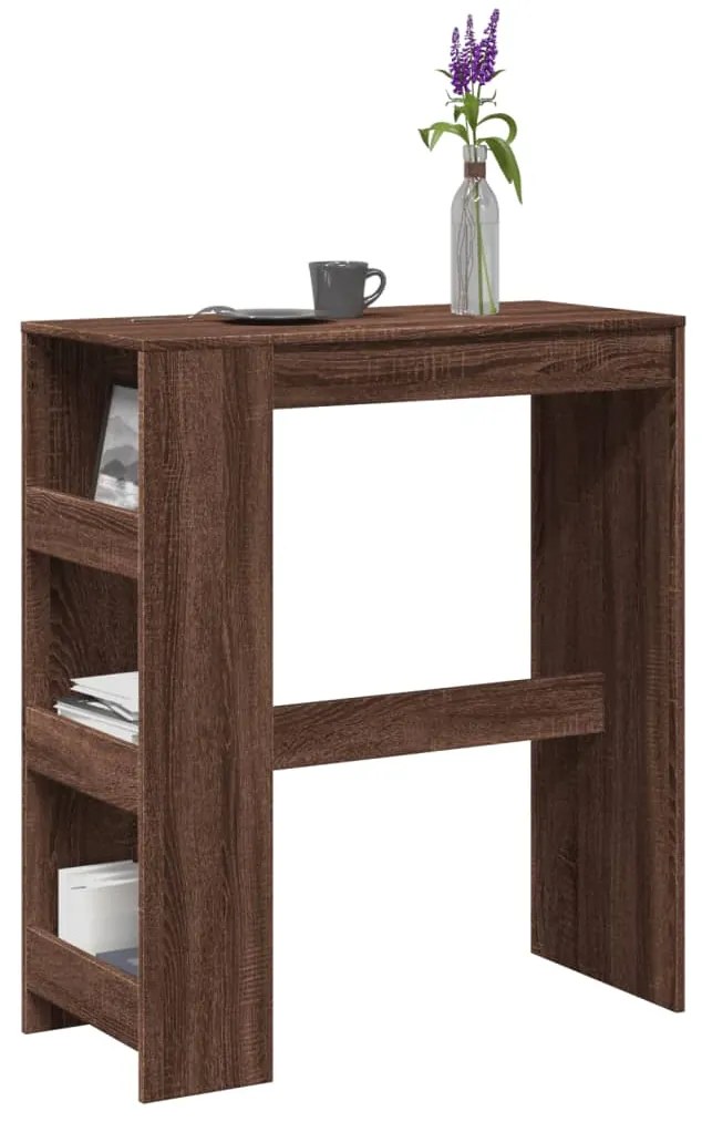 vidaXL Masă bar cu rafturi, stejar maro, 90x40x103,5 cm lemn prelucrat