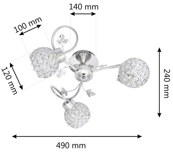 Lustră aplicată SOPHIA 3xE27/15W/230V crom lucios/transparent
