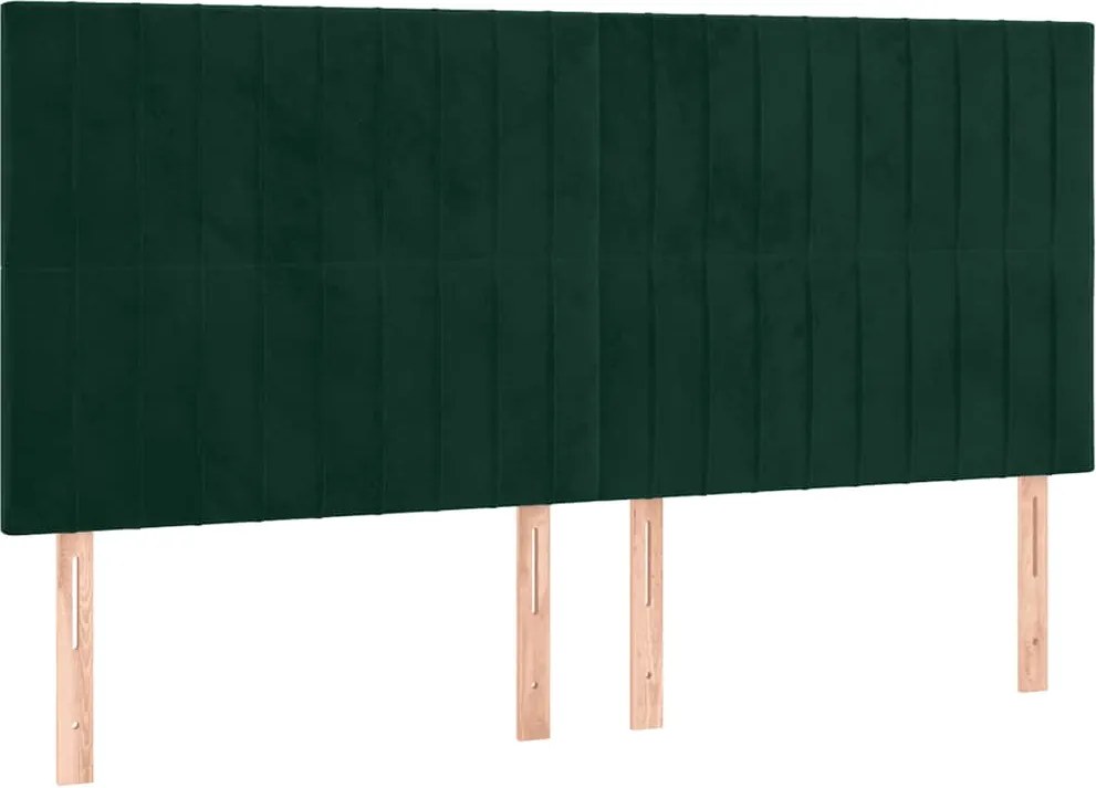 vidaXL Tăblie de pat verde închis 180x5x118/128 cm catifea