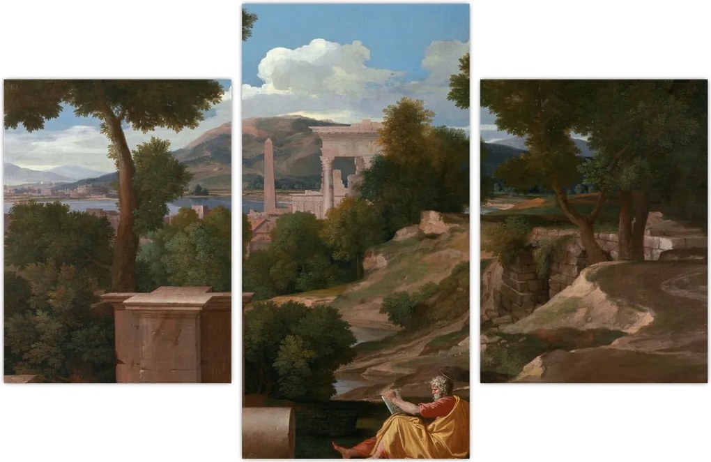 Tablou - Nicolas Poussin, Landscape with Saint John on Patmos, reproducere (90x60 cm)