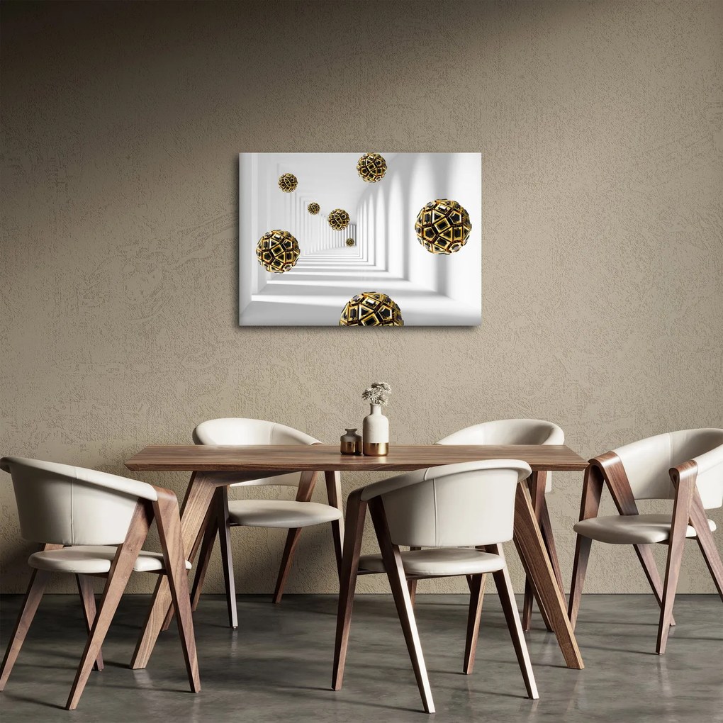 Tablou abstract cu mingi de fotbal (70x50 cm)