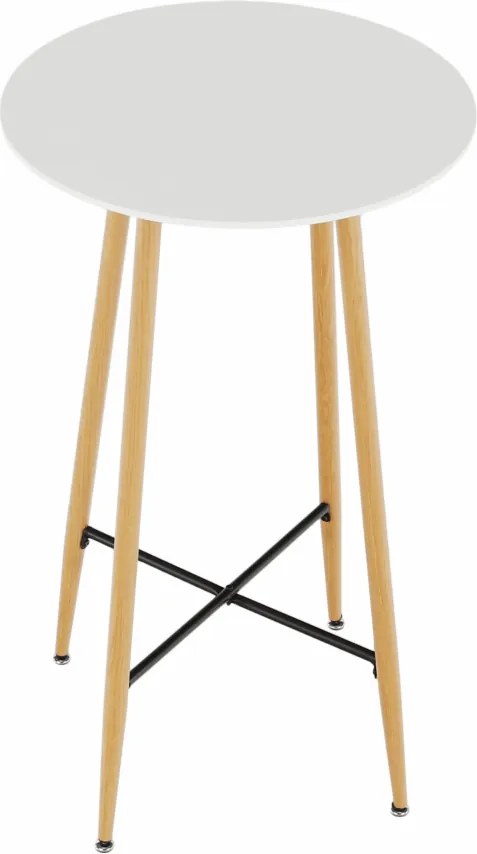 Masă de bar, alb/stejar, diametru 60 cm, IMAM
