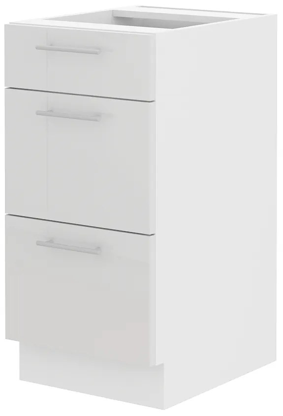 Dulap inferior de bucătărie Lavera 40 D 3S BB QUADRO (Alb + Alb lucios). 1032336