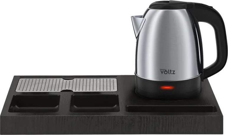 Ceainic electric cu organizator Oliver Voltz OV51230Y, 1200 W, 1 litru, Rotire la 360°, Inox/Negru