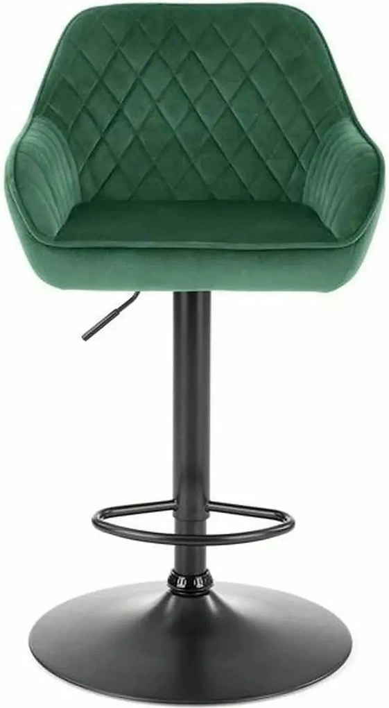 Scaun bar H103, verde inchis/negru, stofa catifelata/otel, 55x55x92/11