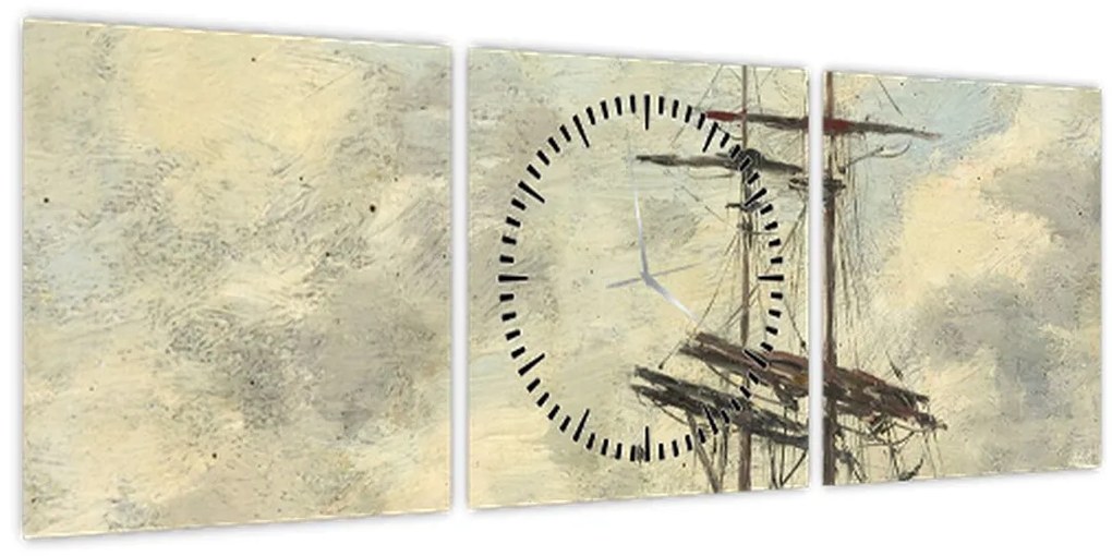 Tablou - Eugène Boudin, Ship on the Touques, reproducere (cu ceas) (90x30 cm)