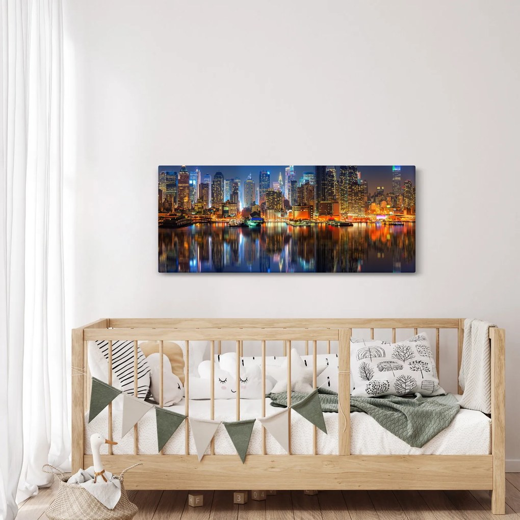 Tablou cu Manhattan noaptea (120x50 cm)