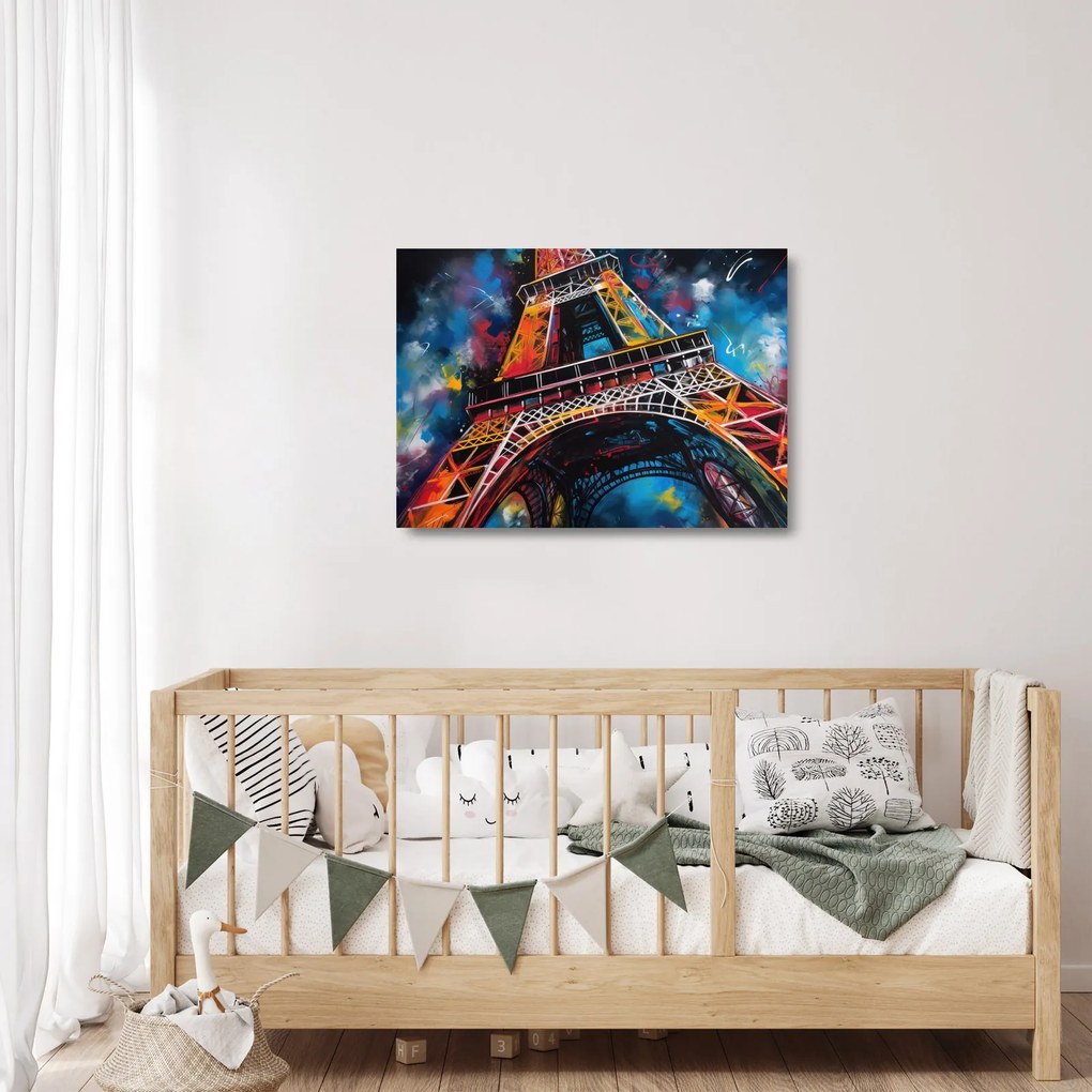 Tablou pe sticlă - Pictură a Turnului Eiffel II. (70x50 cm)