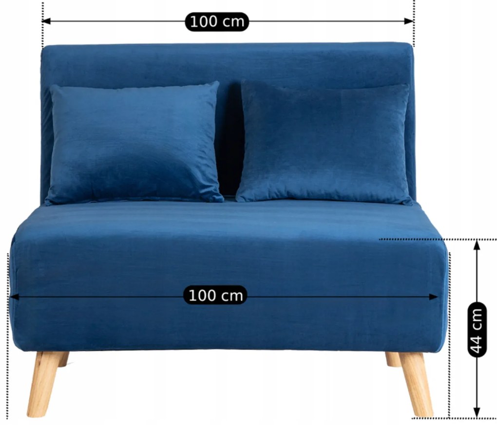 JAKS Fotoliu extensibil Marry 2 velur albastru închis