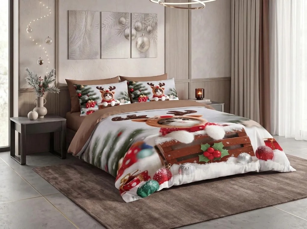 Lenjerie de pat din microfibra 3D RUDOLPH KITTEN colorată Dimensiune lenjerie de pat: 2 ks 70 x 90 cm | 140 x 200 cm