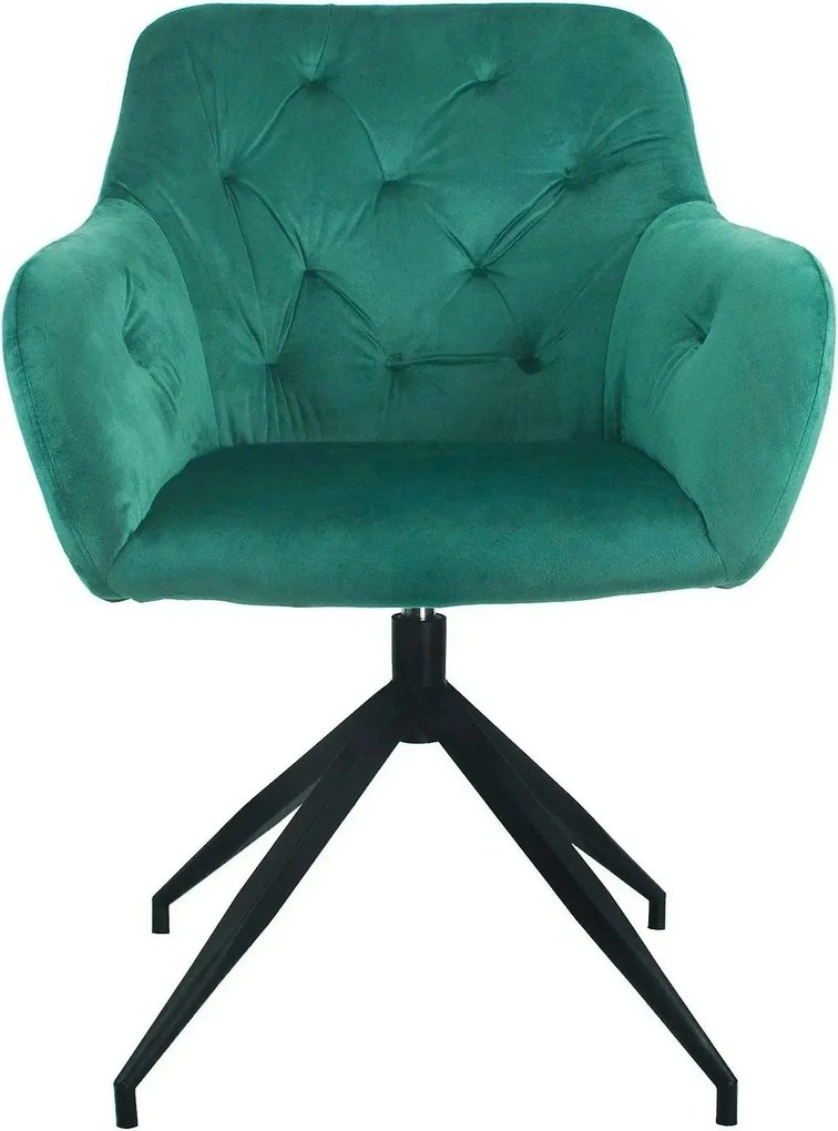 Scaun rotativ VELEZA NEW, verde/negru, stofa catifelata/metal, 66x66x8