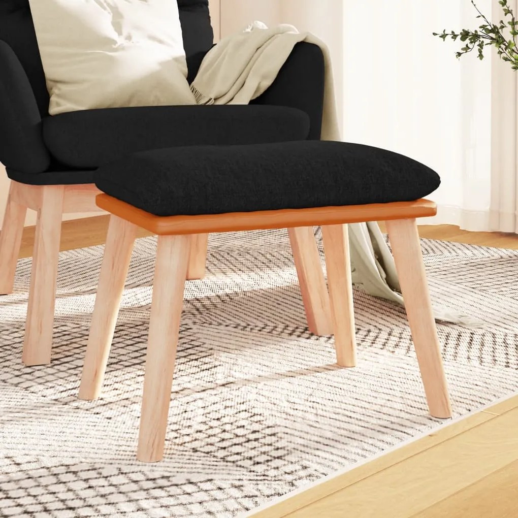 Taburet, negru, 45x29,5x35 cm, textil & piele ecologică