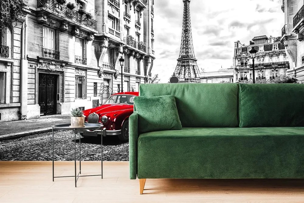 Fototapet autoadeziv mașină retro roșie în Paris