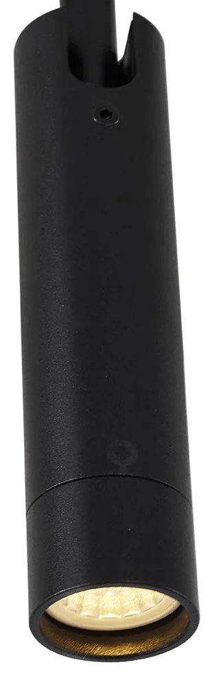 Sistem modern de iluminat pe șine cu 6 spoturi și 4 pendule negre monofazate - Slimline Uzzy Keno