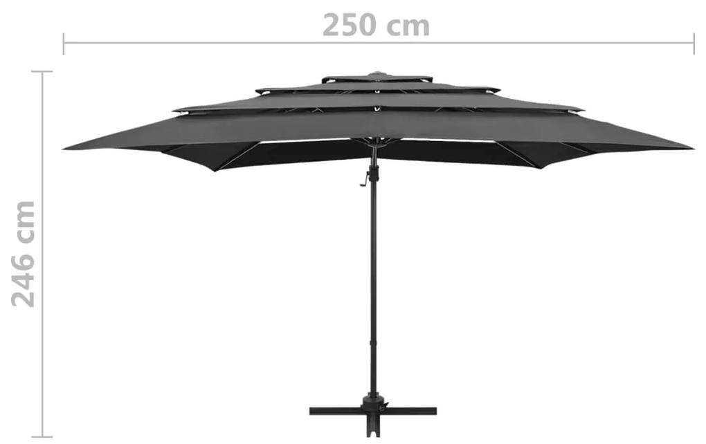 Umbrela de soare 4 niveluri, stalp aluminiu antracit 250x250 cm Antracit