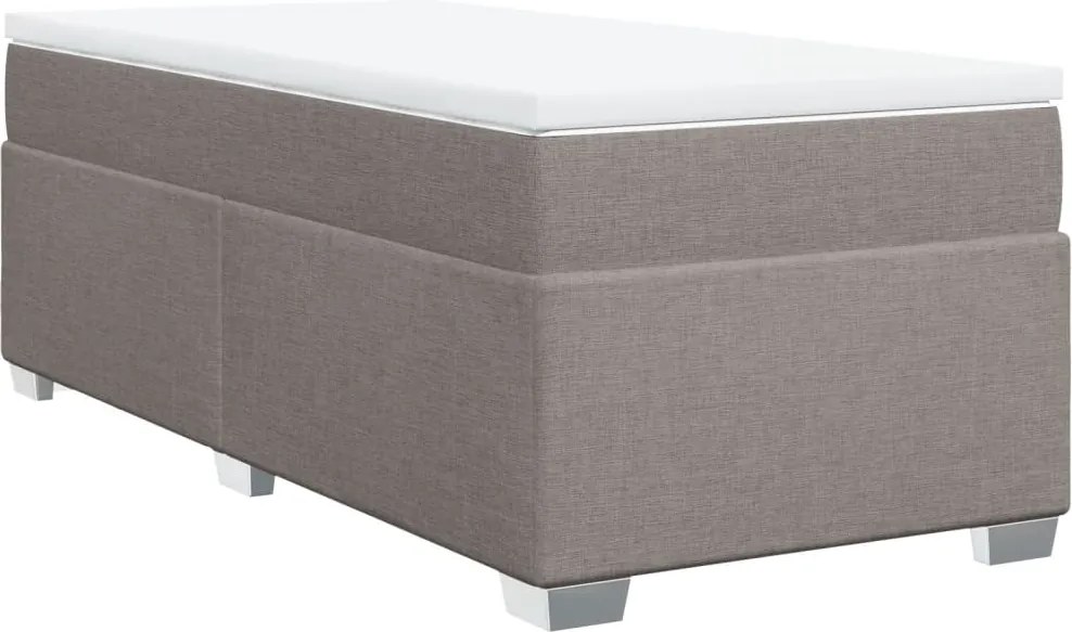 vidaXL Pat box spring cu saltea, gri taupe, 90x190 cm, textil