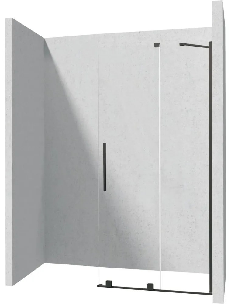 Paravan dus sticla securizata walk-in cu usa glisanta, 140x195 cm, negru mat, Deante Prizma Negru mat, 1400x1950 mm