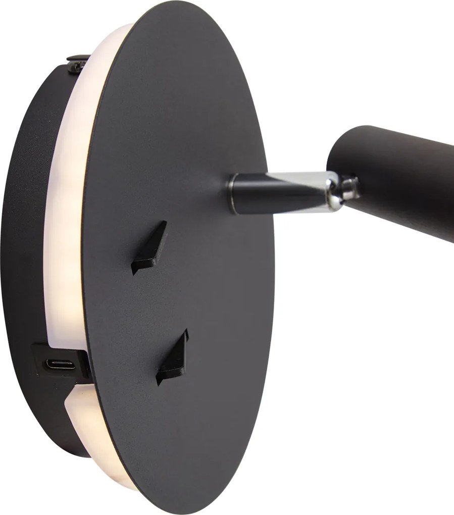 Lampă de perete modernă neagră, inclusiv LED cu USB-C - Croft