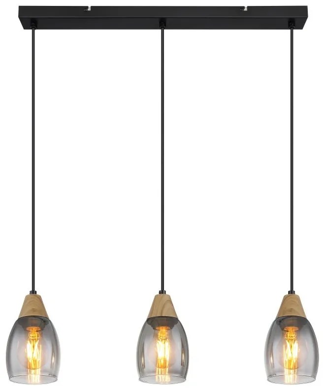 Lustra suspendata design modern REID negru, fumuriu