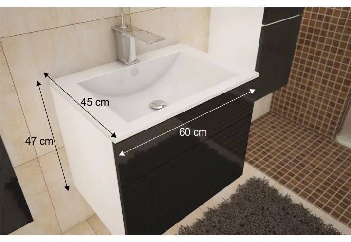 OFERTA Dulap alb pentru lavoar MASON BL13, negru lucios HG calitatea II