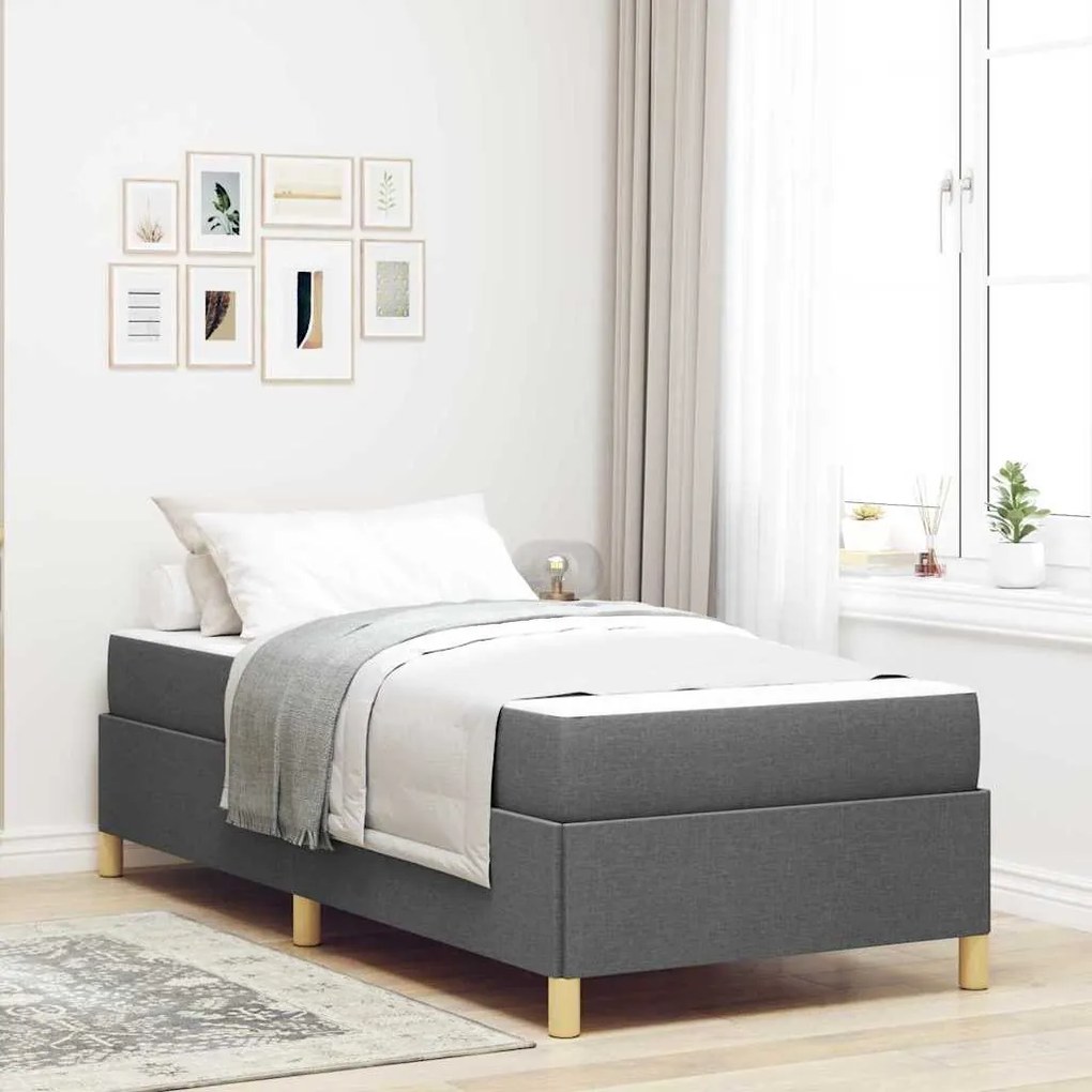 vidaXL Pat cu arcuri Altele Negru și Maro și Alb 80 x 200 cm Poliester