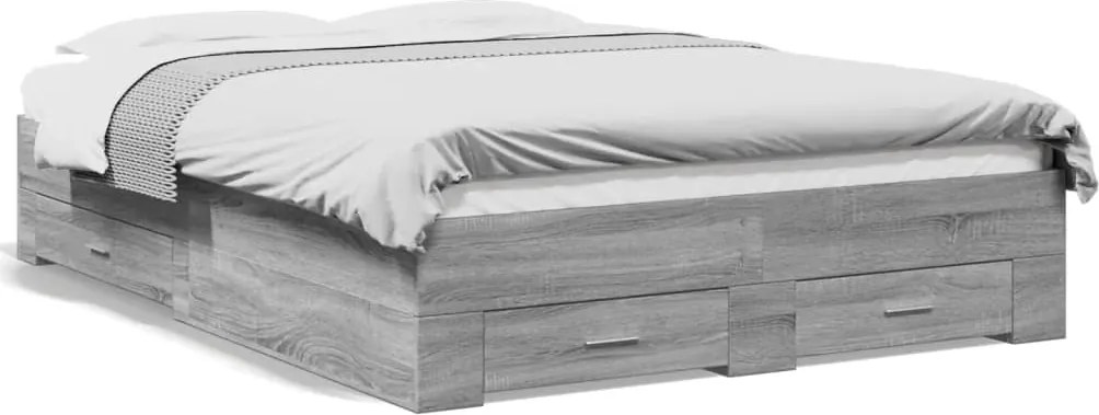 vidaXL Cadru de pat cu sertare gri sonoma 140x190 cm lemn prelucrat