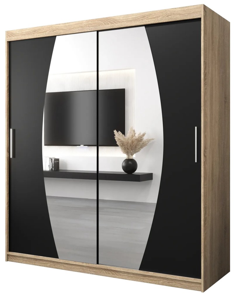 Dulap de haine 180 cm Eclipse (Stejar sonoma + Negru mat). 1063425