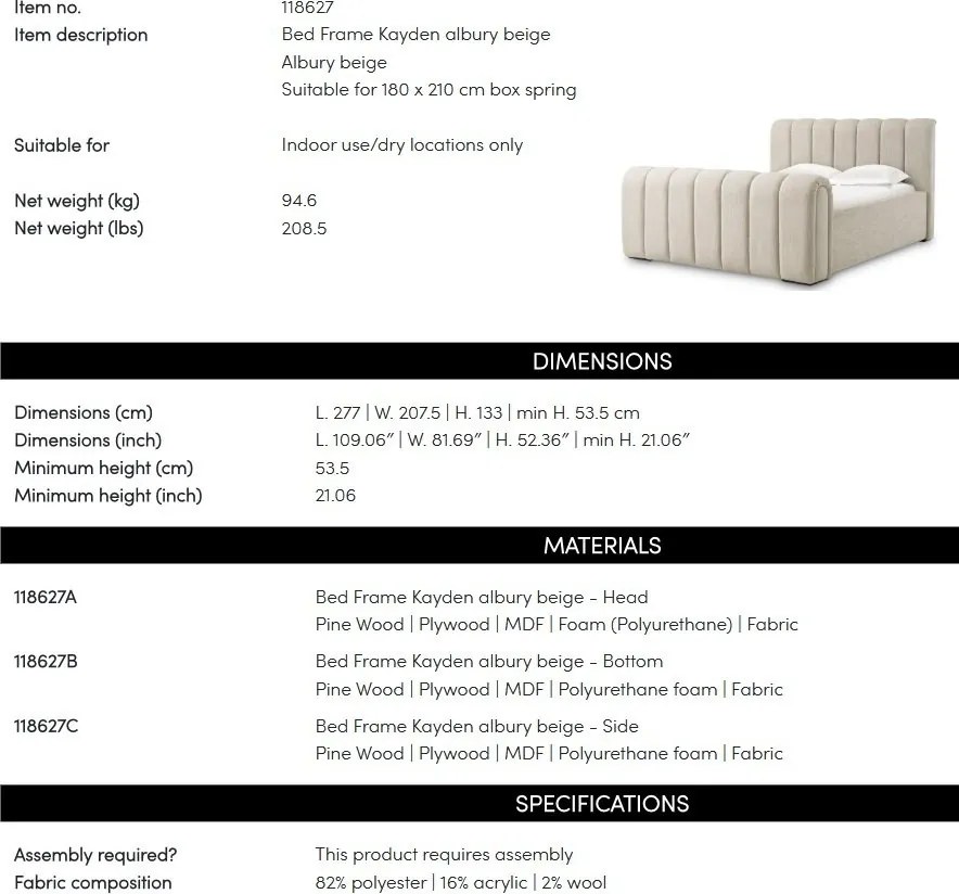 Pat dublu tapitat design elegant LUX Kayden, Albury bej