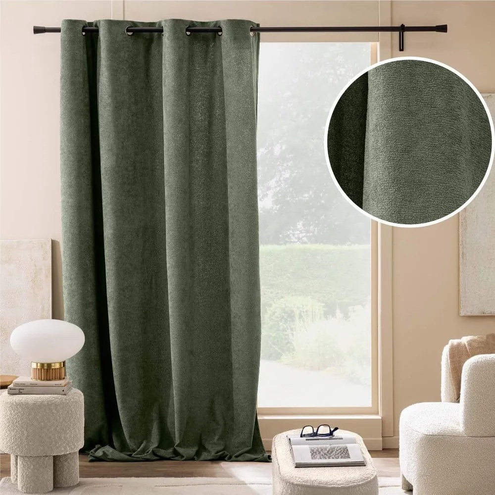 Draperie verde din material bouclé 140x260 cm Winona – douceur d'intérieur