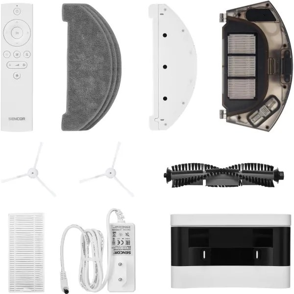 Sencor - Aspirator robot 2 în 1 cu mop, 50 W, baterie 5000 mAh, Wi-Fi, alb, telecomandă inclusă