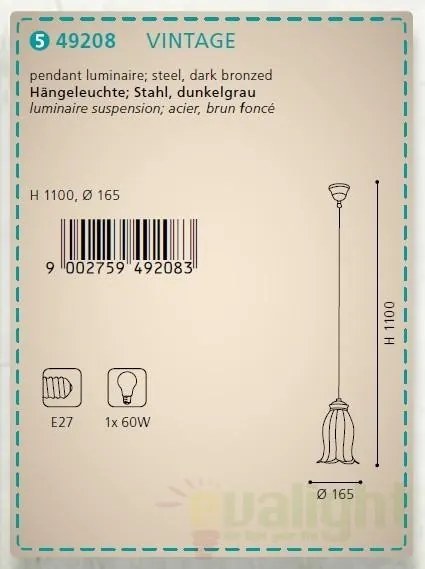 Pendul design rustic diam.16,5cm, H-110cm, 49208 EL