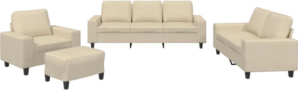 vidaXL Set de canapele, 4 piese, crem, microfibră