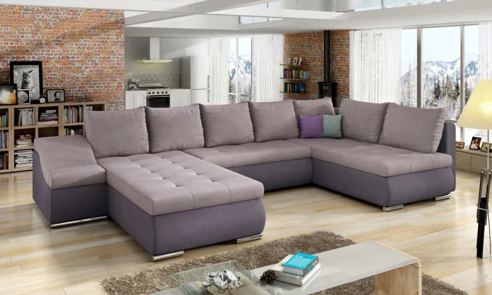 Canapea modulara, extensibila, cu spatiu pentru depozitare, 340x88x200 cm, Giovanni L02, Eltap (Culoare: Gri pepit / Alb)
