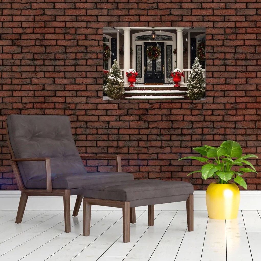 Tablou - Casa decorată de Crăciun (70x50 cm)