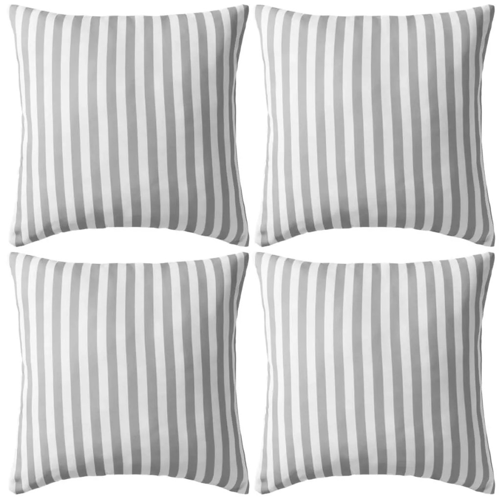 Perne de exterior, 4 buc, imprimeu dungi, 45x45 cm, gri 4, grey stripe, 45 x 45 cm