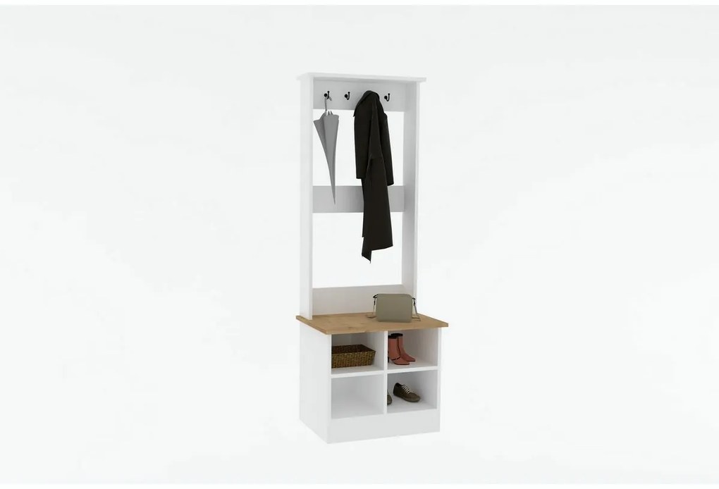 Cuier cu dulap pentru pantofi Mare White and Sapphire Oak