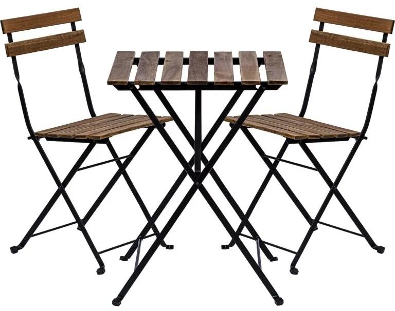 STILISTA Set bistro de grădină 2 scaune + masă, lemn/metal