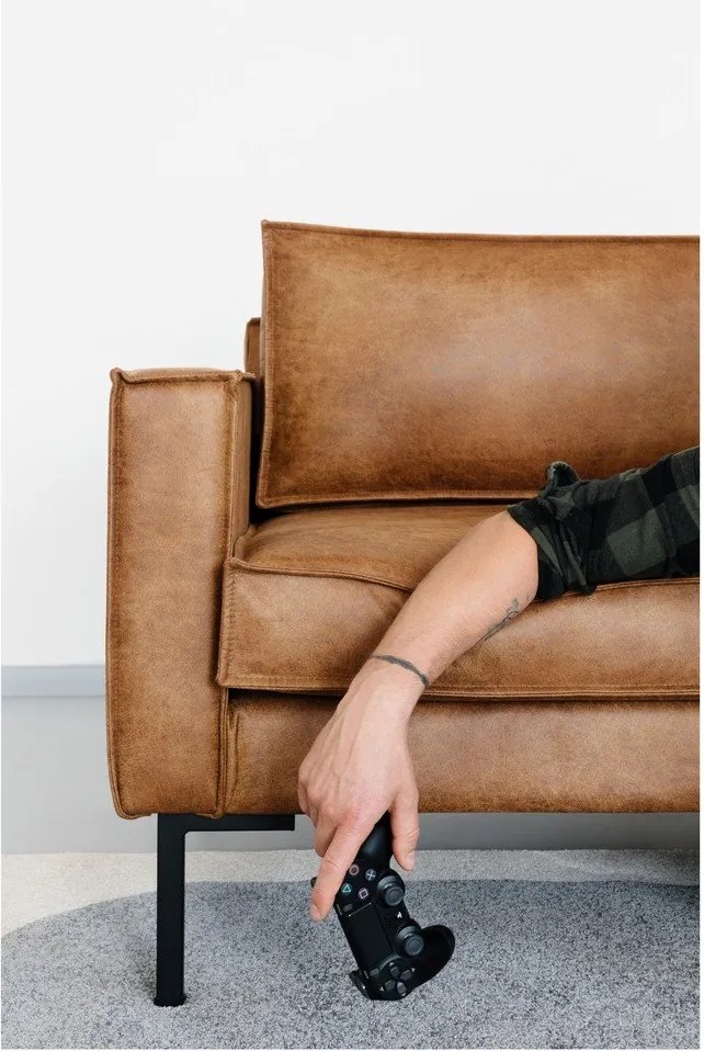 Canapea maro din imitație de piele 216 cm Rate - Scandic