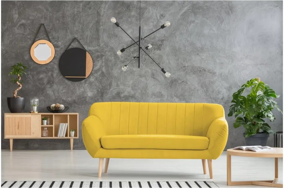 Canapea cu tapițerie din catifea Mazzini Sofas Sardaigne, 158 cm, galben