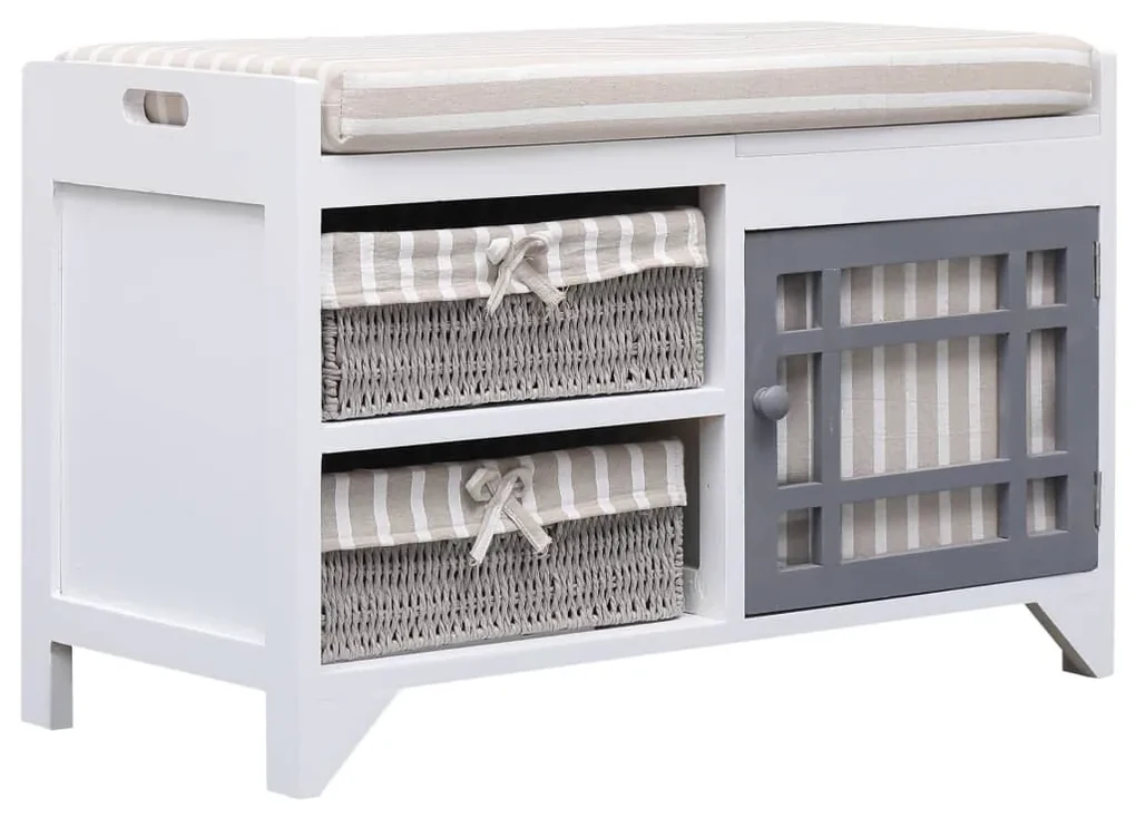 284080 vidaXL Bancă de hol, alb, 70x33,5x45 cm, lemn de paulownia