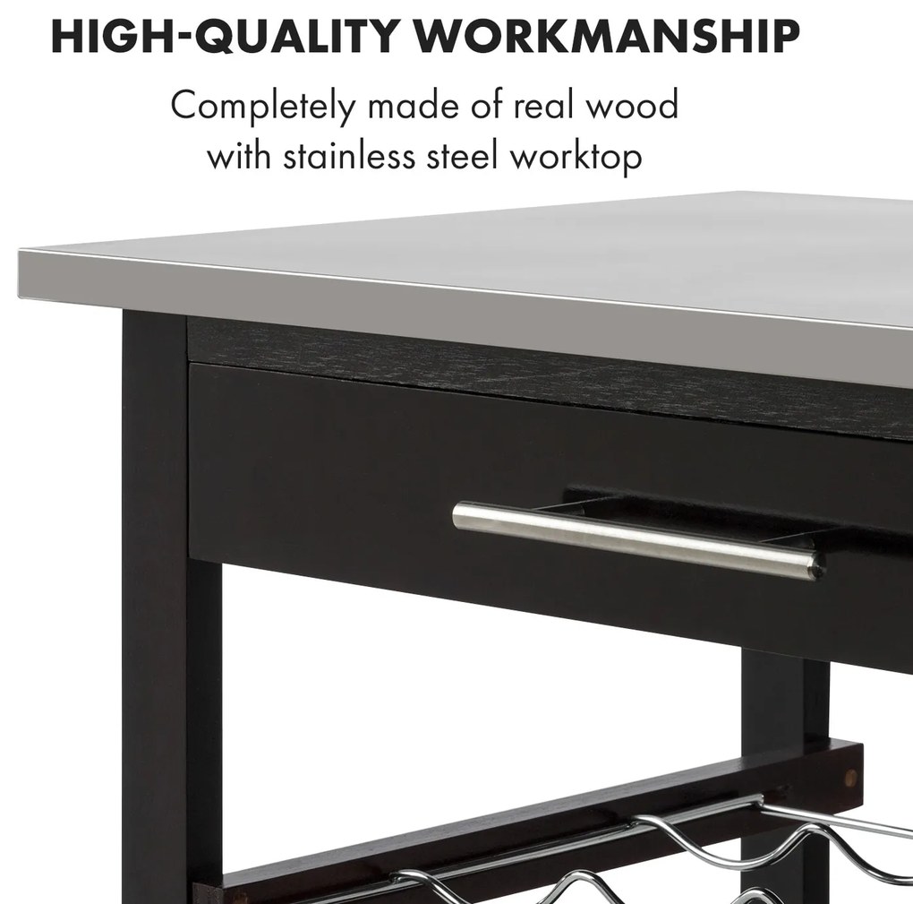 Klarstein Vermont, cărucior de servire, cărucior de bucătărie, 5 niveluri, lemn, oțel inoxidabil, mobil