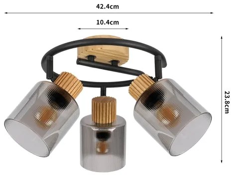 Brilagi - Spot HYGGE 3xE14/15W/230V lemn/sticlă fumurie