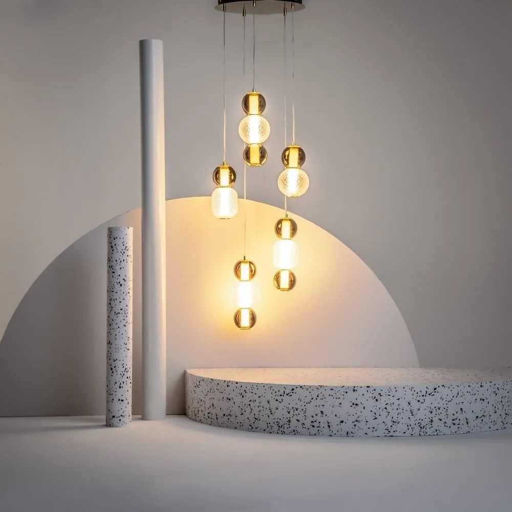 Lustra LED suspendata design modern decorativ Drop 5L auriu